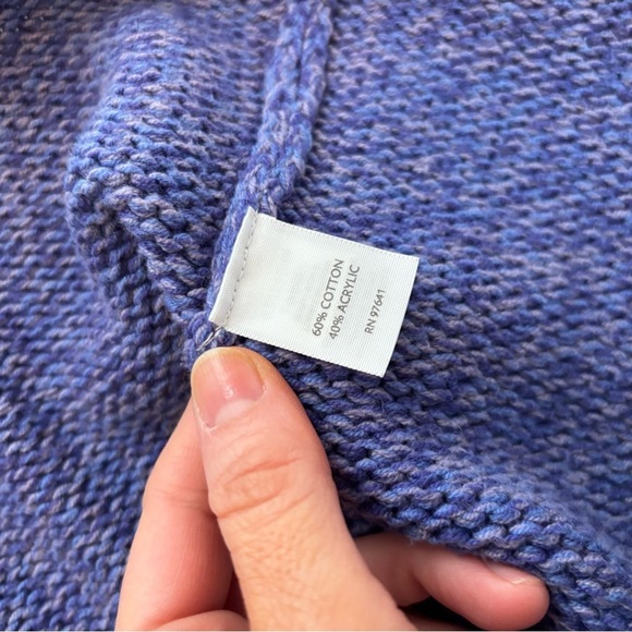 J. Jill Purple Cardigan Sweater Ribbed Knit country cottage chunky size L fall - Picture 9 of 11
